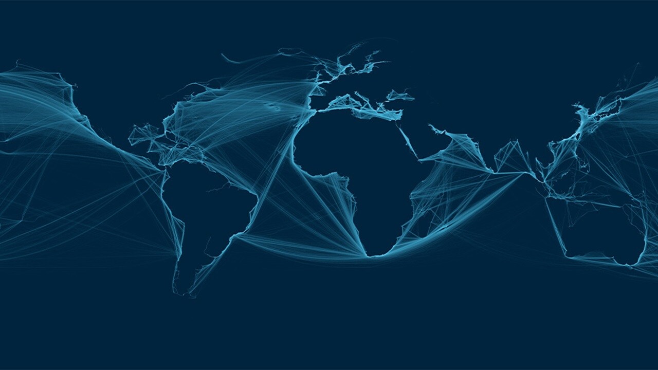 A world map featuring lines that connect various countries, symbolizing international connections and travel routes.