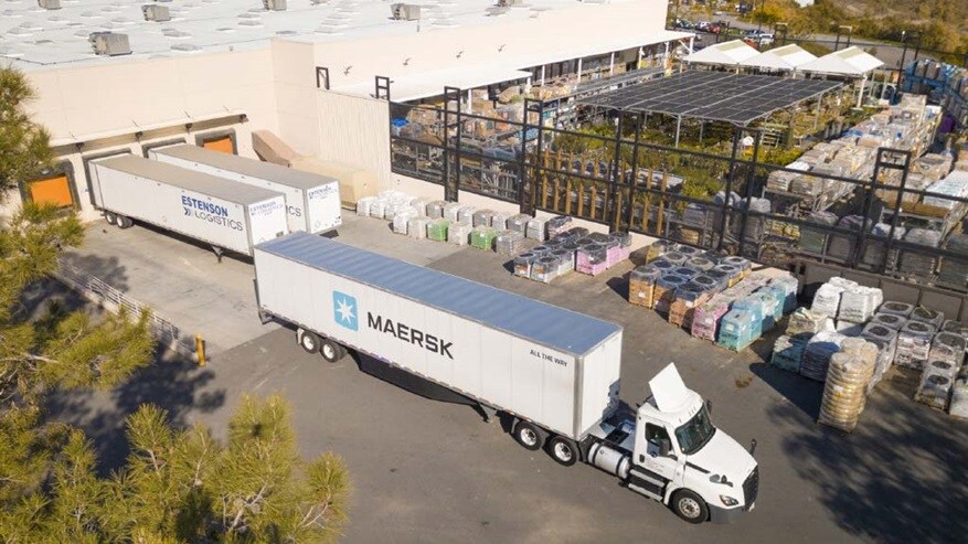 A truck parked in a warehouse