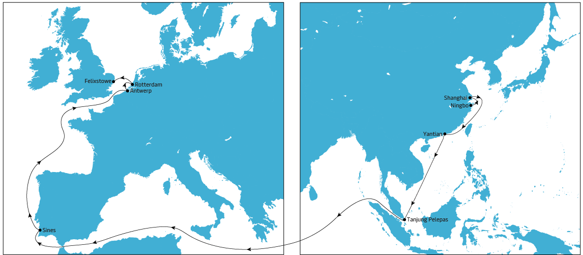 AE6 Westbound map