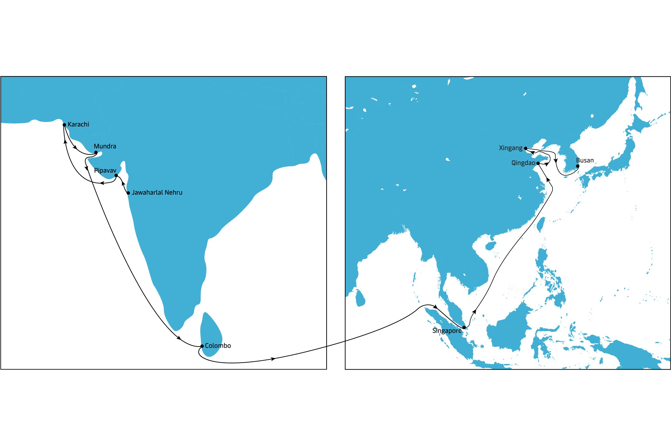 Pakistan Express Westbound map