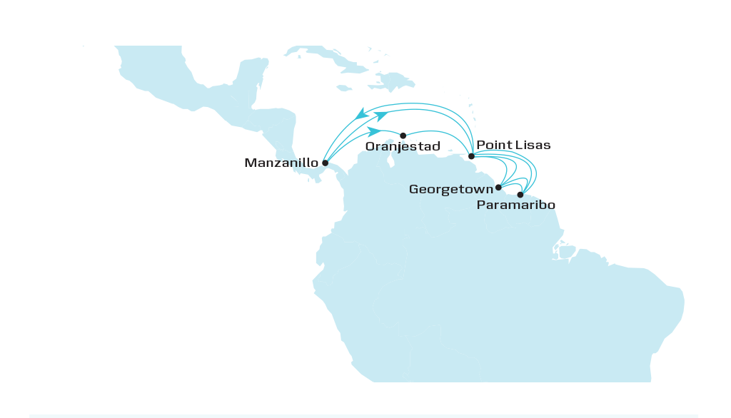 Calypso Feeder Roundtrip map