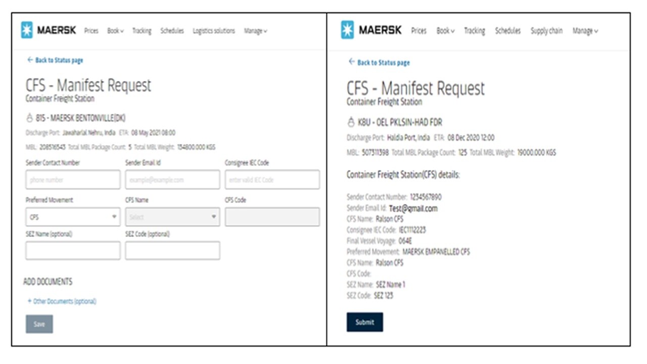 Import Manifest goes live on Maersk Maersk