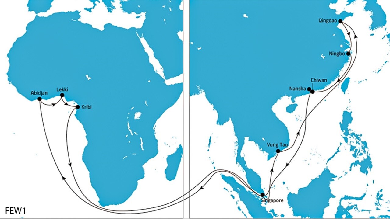 FEW1 Rotation: Qingdao–Ningbo–Nansa New Port–Shekou–Singapore–Abidjan–Lekki–Kribi–Vungtau