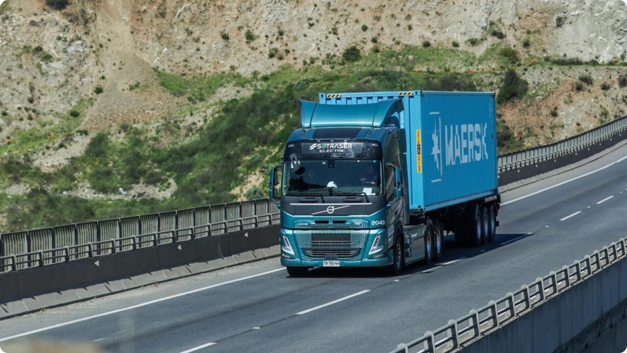 A Maersk truck on a highway