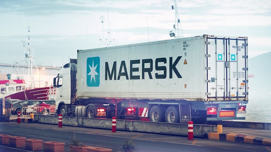 Truck with Maersk branding on the road