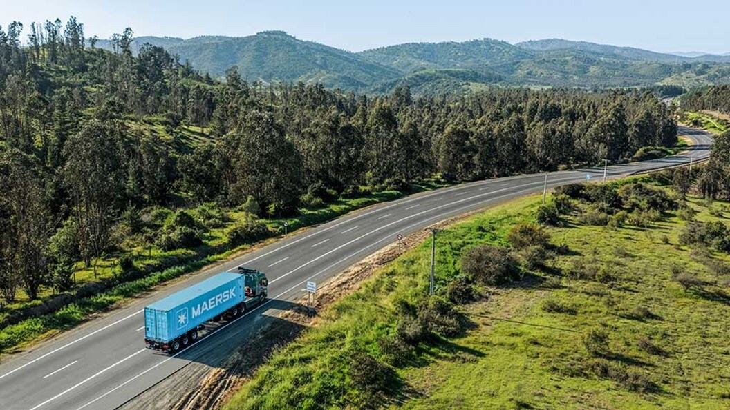 Maersk blue container on roads