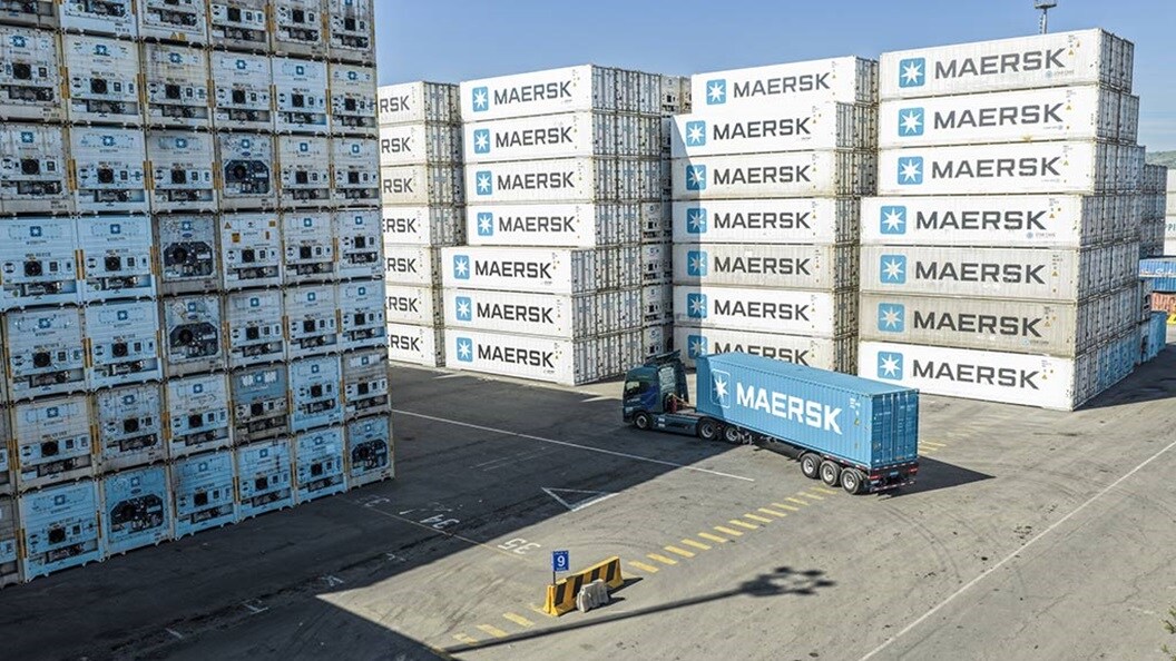 Maersk containers stacked