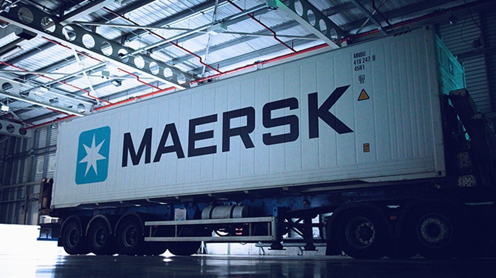 A Maersk container loaded on a truck