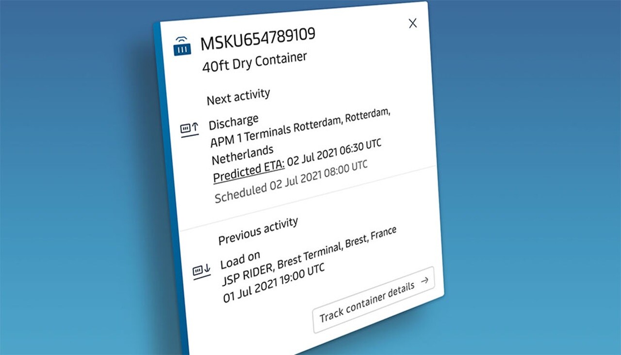 site enhancement Container Tracking on Hub Map Maersk